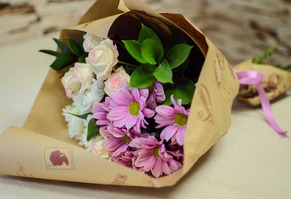 Букет цветов из: Розы и Хризантемы в Санино