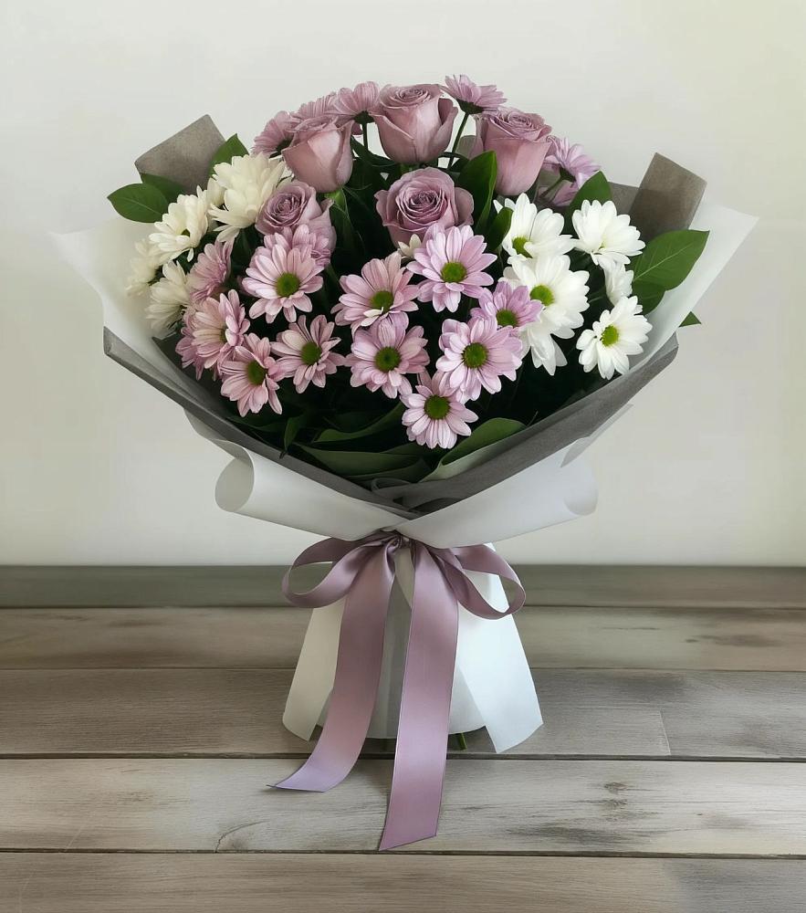 Букет цветов из: Хризантемы и Розы в Санино