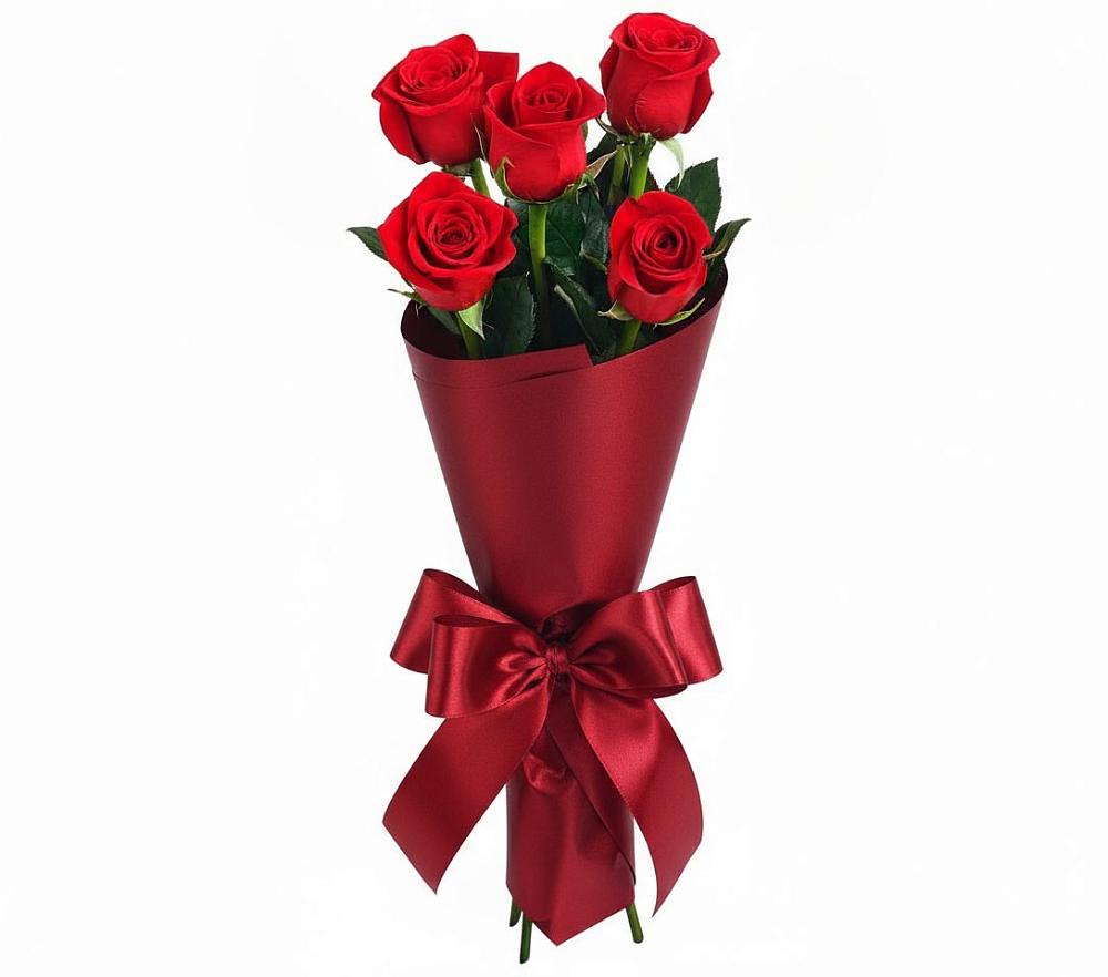 Букет 5 Красных роз Эдлесс Лав в Санино