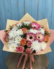 Букет цветов из:  Розы, Герберы и Хризантемы в Санино