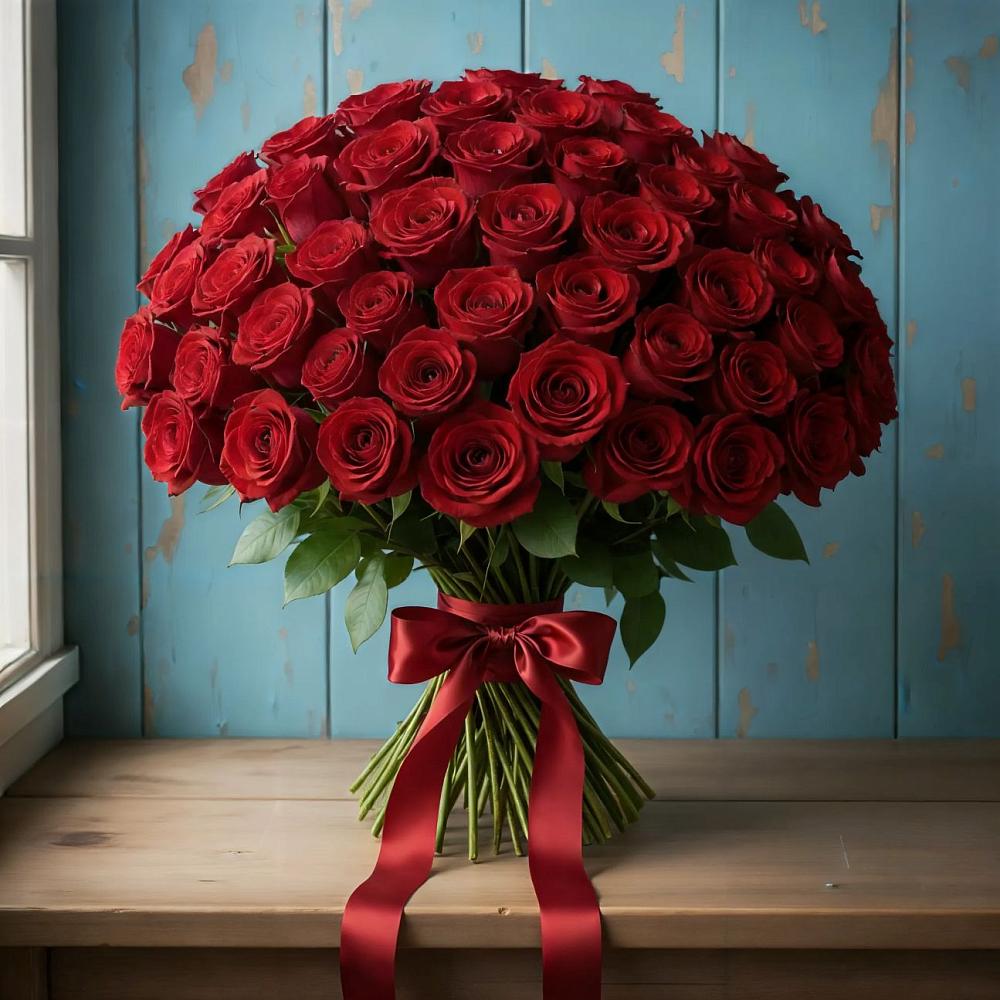 Букет Красные розы Блэк Меджик в Санино