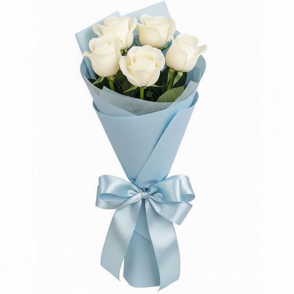 Букет 5 Белых роз Проуд в Санино