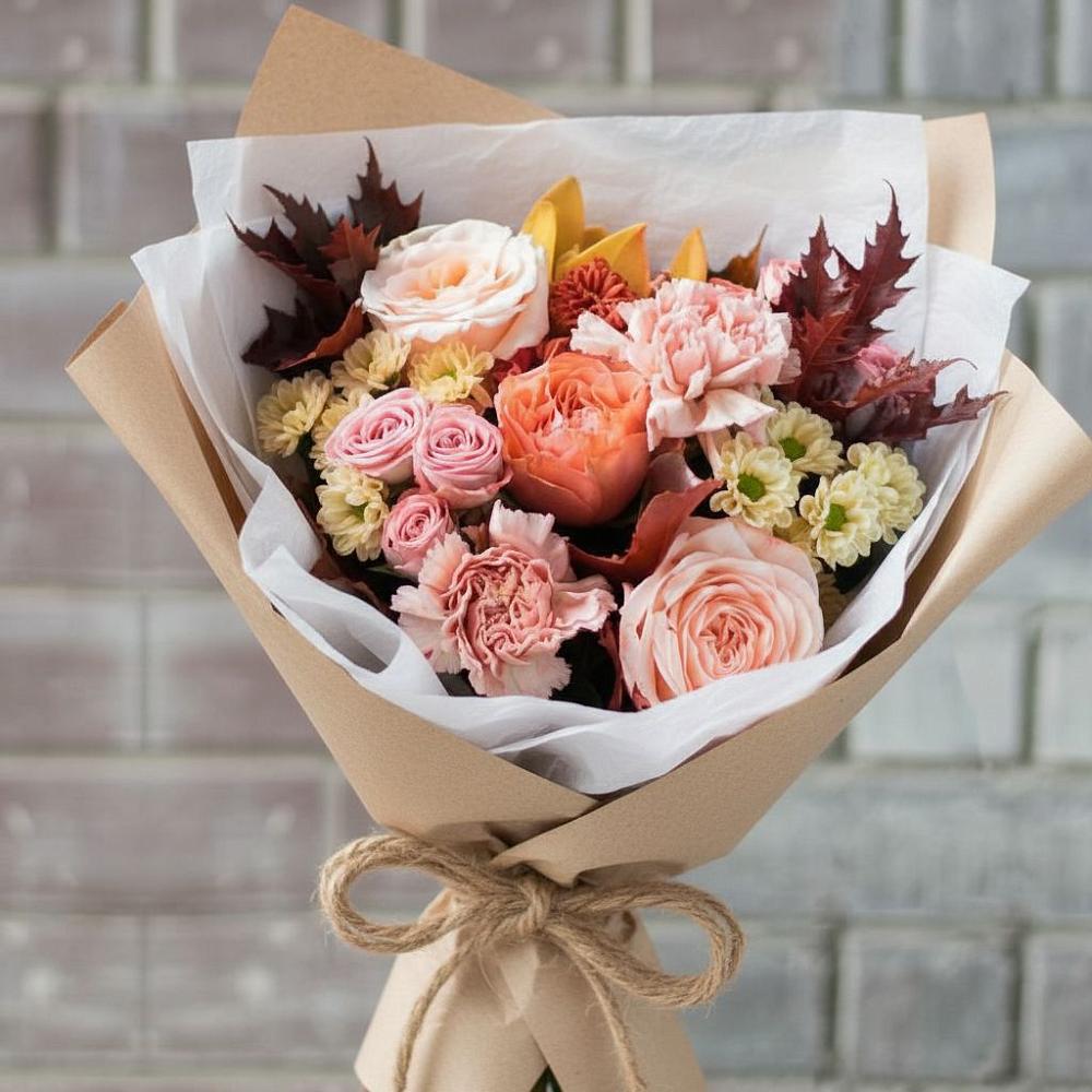 Букет цветов из: Гвоздики, Хризантемы и Розы в Санино