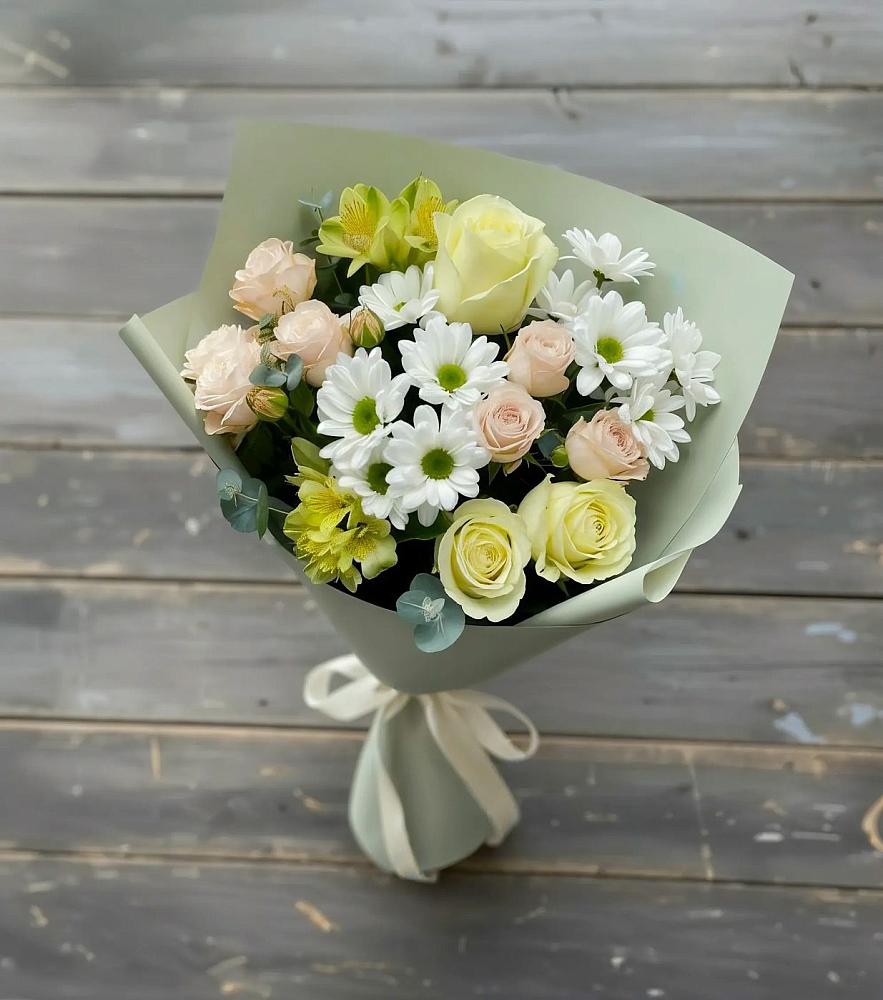 Букет цветов из: Альстромерии, Розы и Хризантемы в Санино