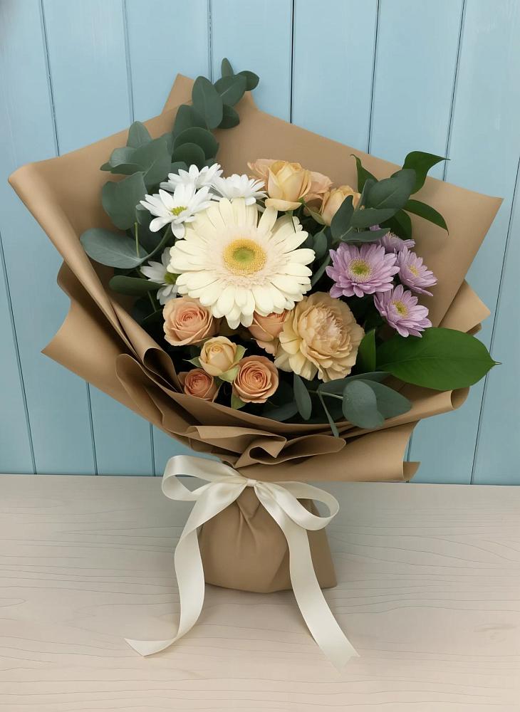 Букет цветов из: Герберы и Хризантемы в Санино
