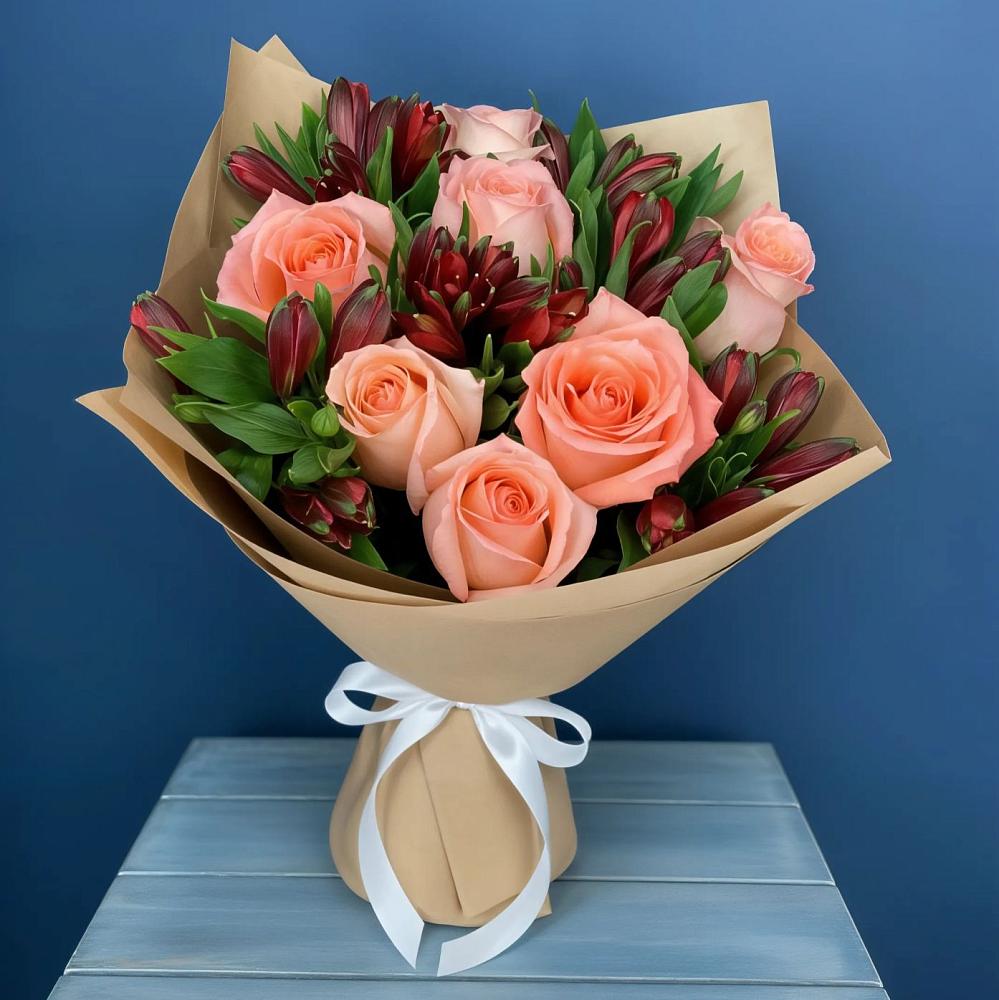 Букет цветов из: Розы и Альстромерии в Санино