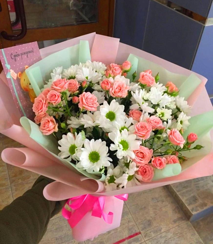 Букет цветов из: Розы и Хризантемы в Санино