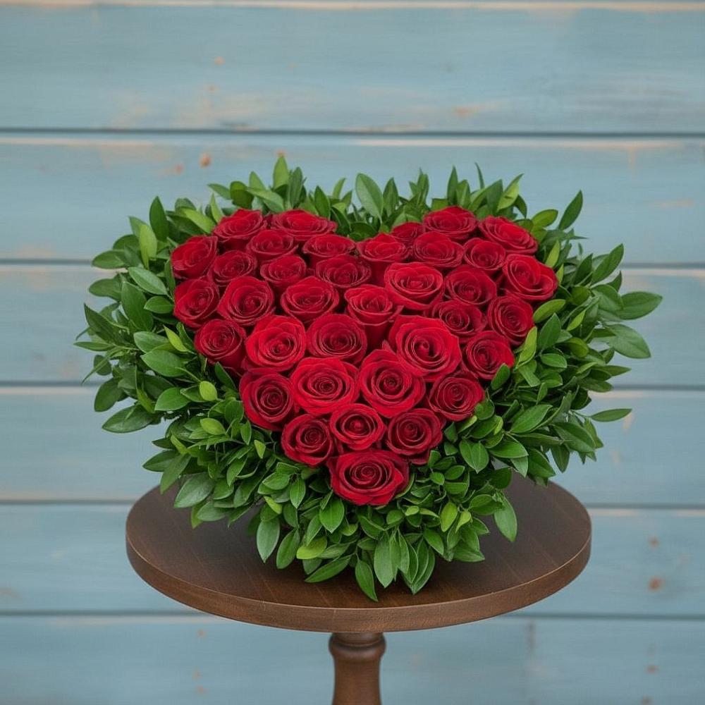 Цветочная композиция из Розы в виде сердца в Санино