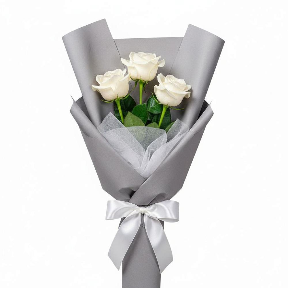 Букет 3 белые розы в Санино