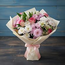 Букет цветов из:  Хризантемы, Альстромерии и Розы в Санино