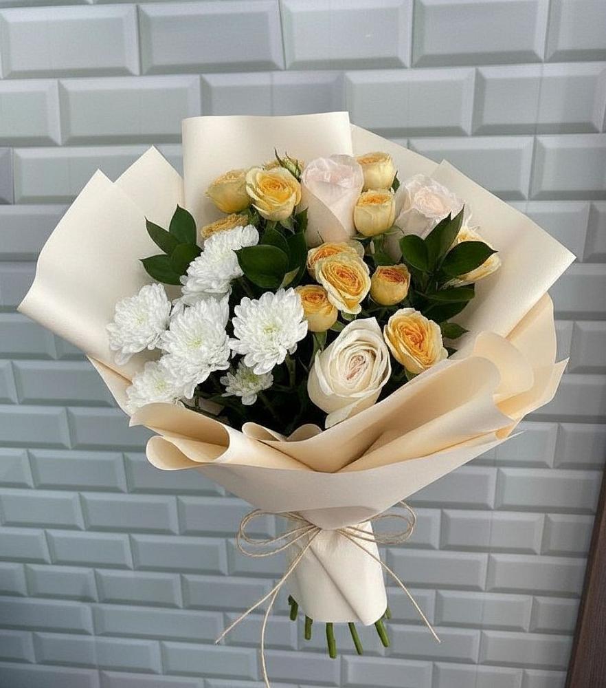 Букет цветов из: Розы и Хризантемы в Санино