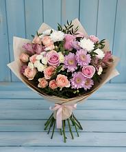 Букет цветов из:  Хризантемы, Розы и Альстромерии в Санино