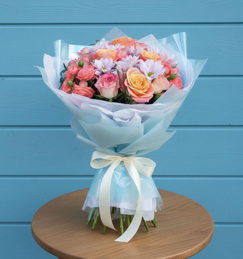 Букет цветов из: Хризантемы и Розы в Санино