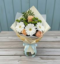 Букет цветов из:  Герберы, Розы и Хризантемы #REPLACE_PRED# Санино