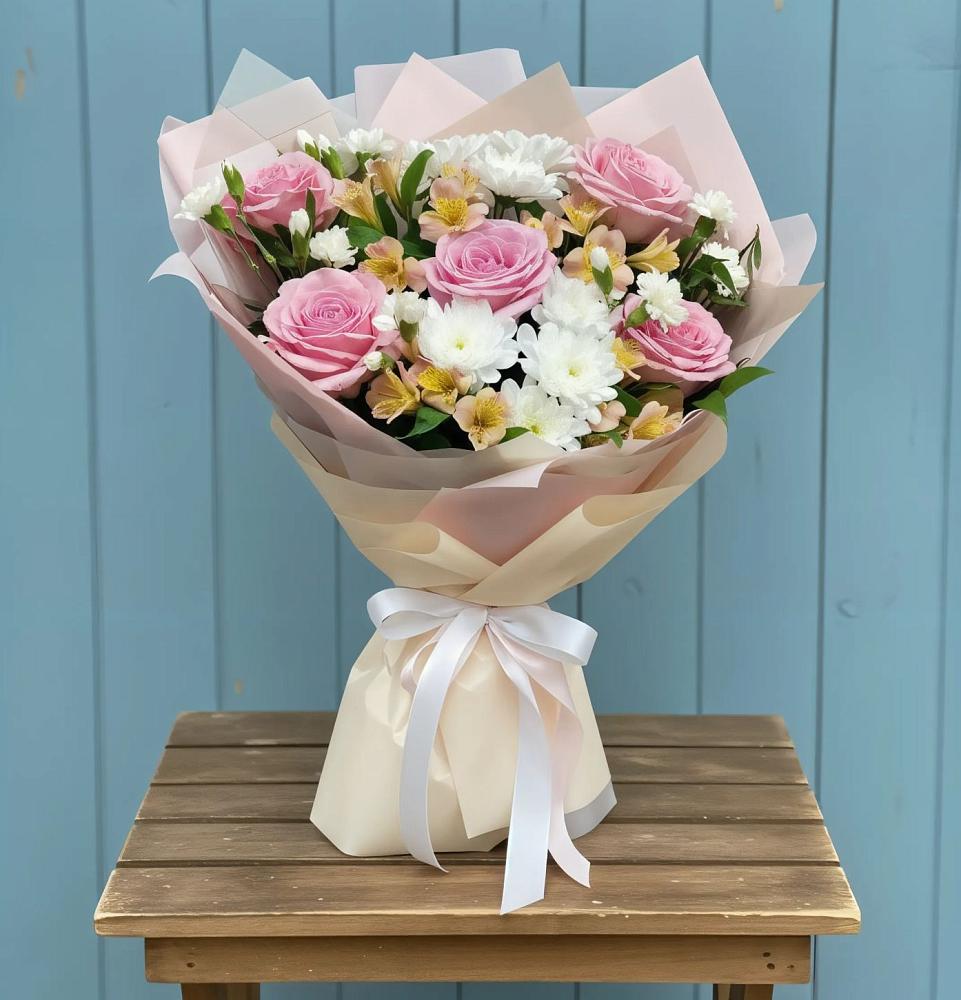 Букет цветов из: Гвоздики, Орхидеи и Розы в Санино