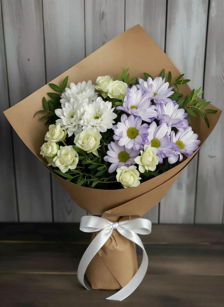 Букет цветов из: Хризантемы и Розы в Санино